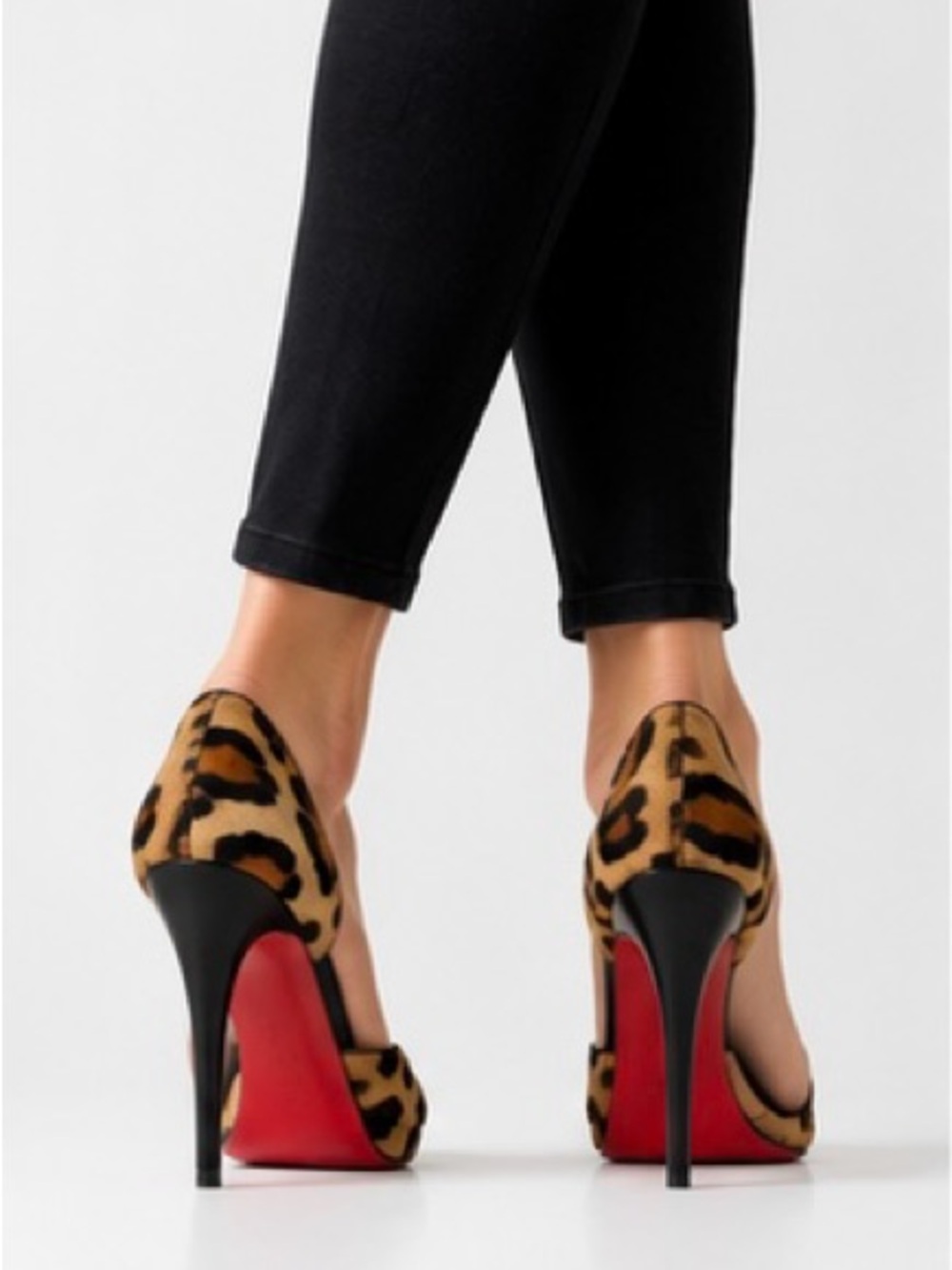 Authentic Christian Louboutin Maryl Leopard Calf Hair 120 d'Orsay Platform Pumps - Picture 2 of 10